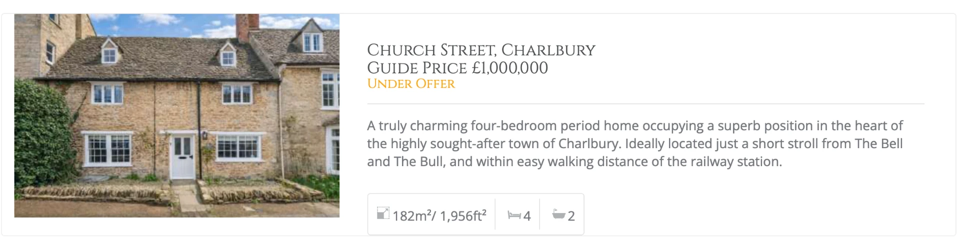 Four-bedroom period home on Church Street in Charlbury, offered at £1 million