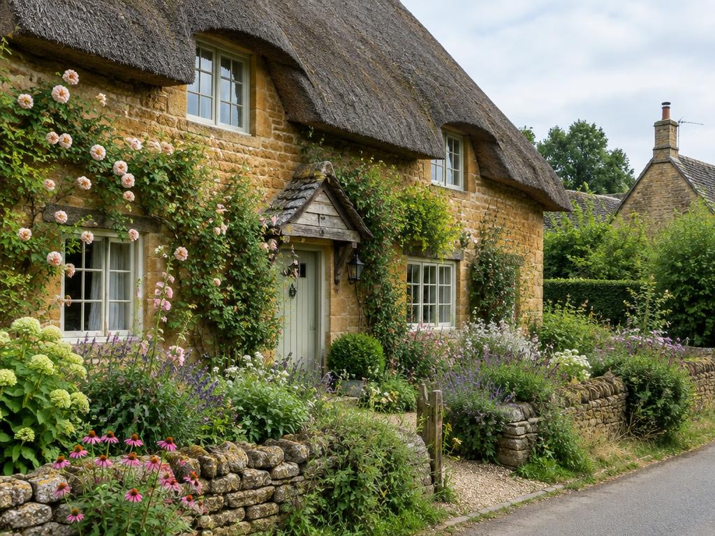 An ironstone cottage and garden