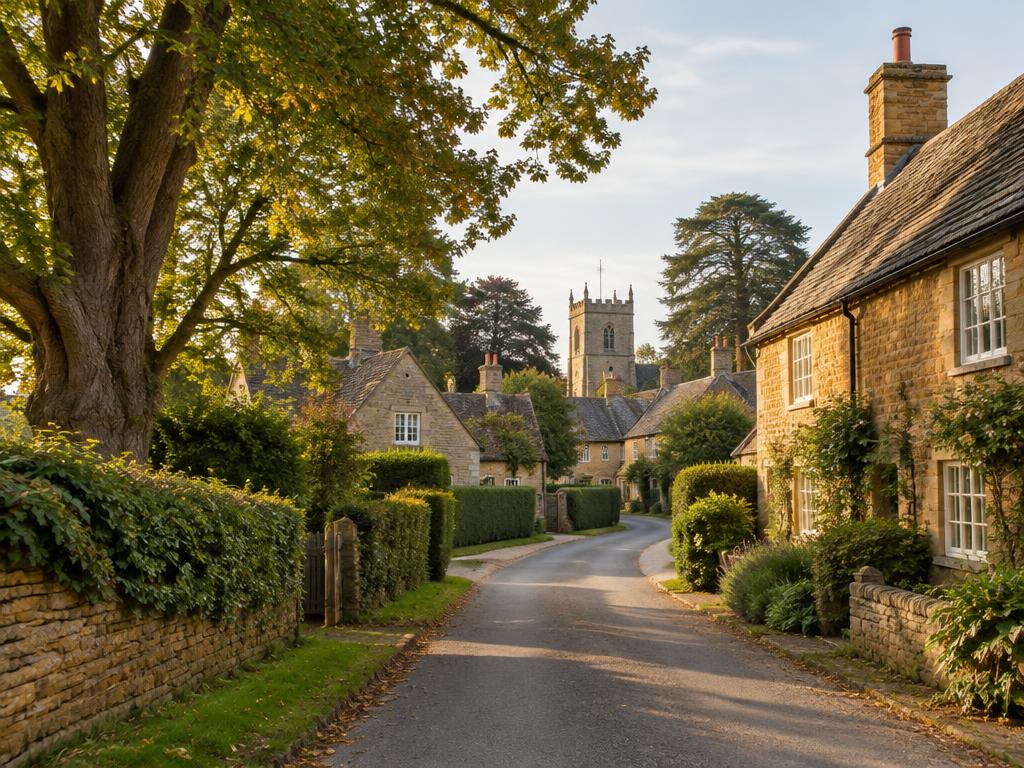 A quiet lane beneath mature trees