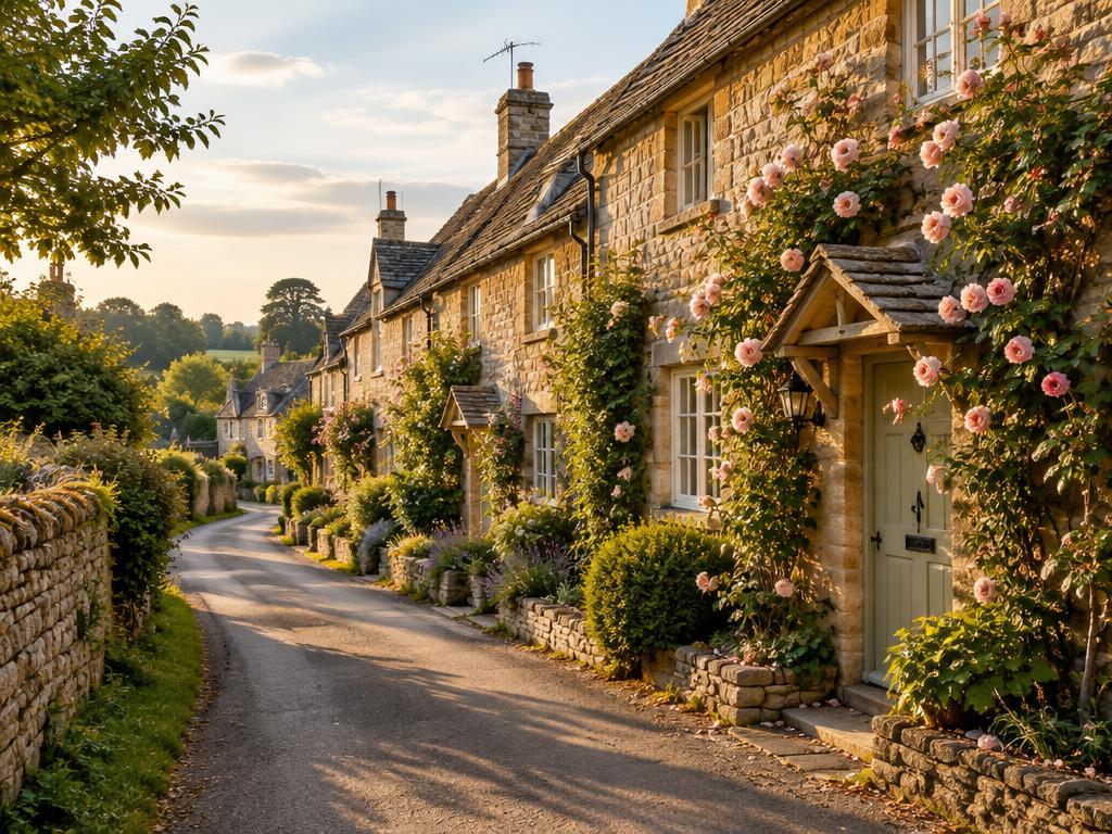 Roses around the cottage doors