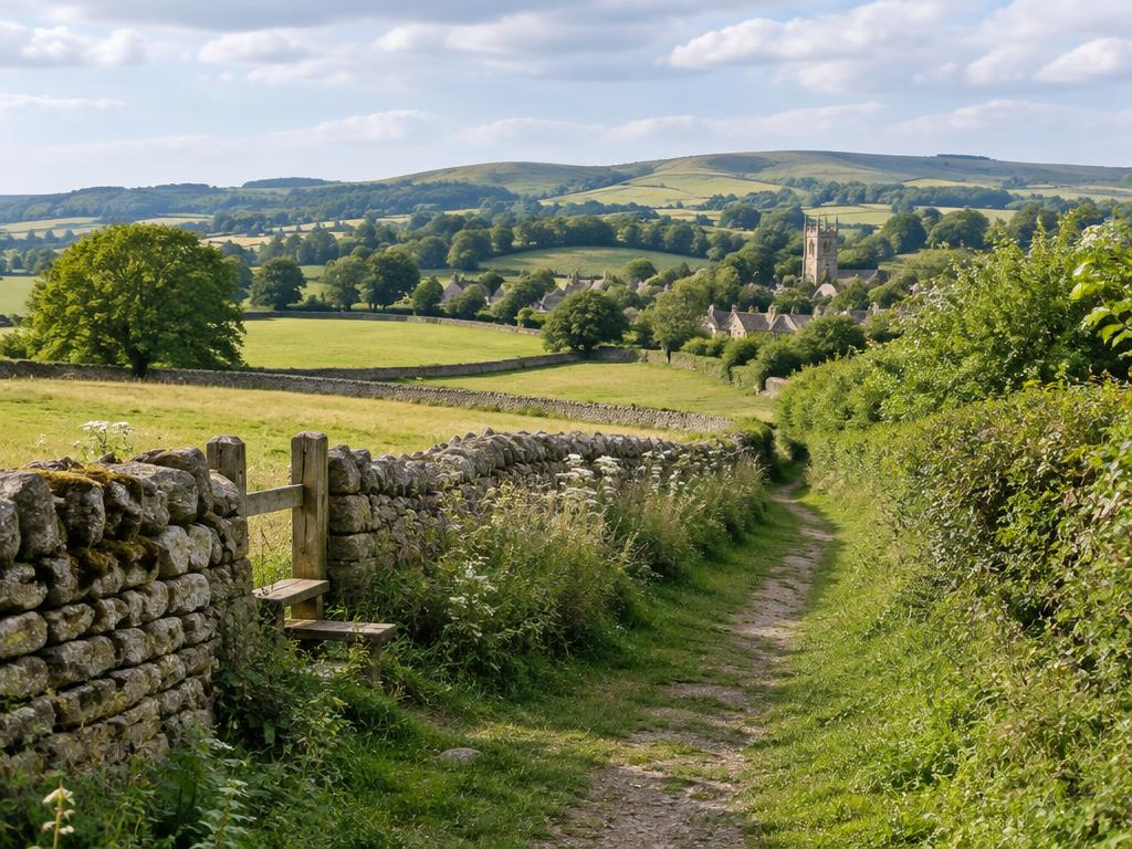 Footpaths across the surrounding fields